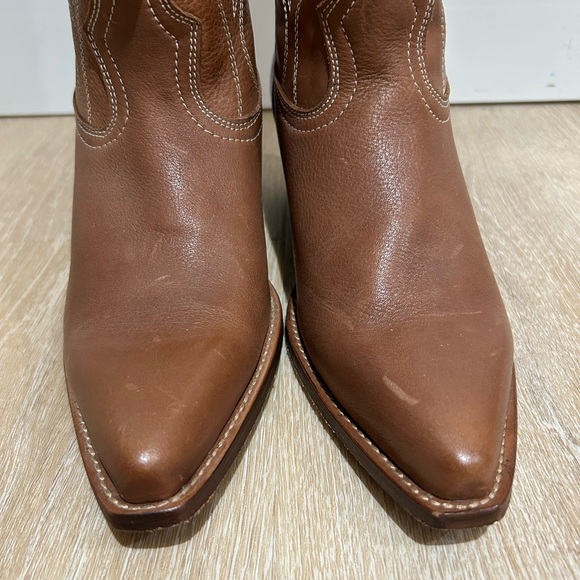 Steve Madden Leather Brown Heeled Boots Western Boho Winter Women's Size 7 - Picture 8 of 9